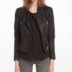 NWT Maje Leather Jacket with Pleated Details